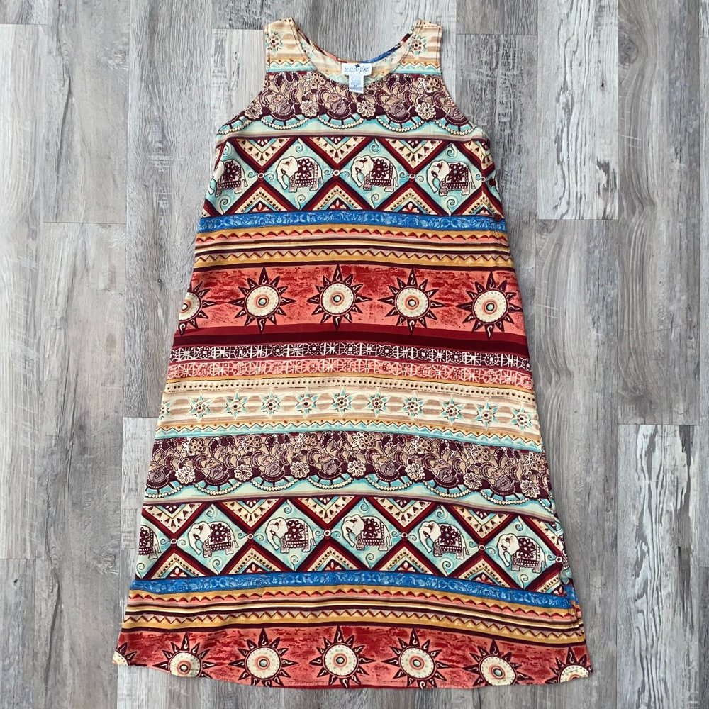 Vintage 1990s Far East Striped Tank Dress